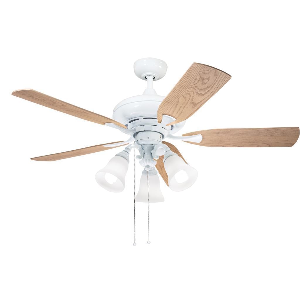 Kichler Lighting Traditional White 52 Inch Ceiling Fan With 3 Light Kit And Reversable Blades