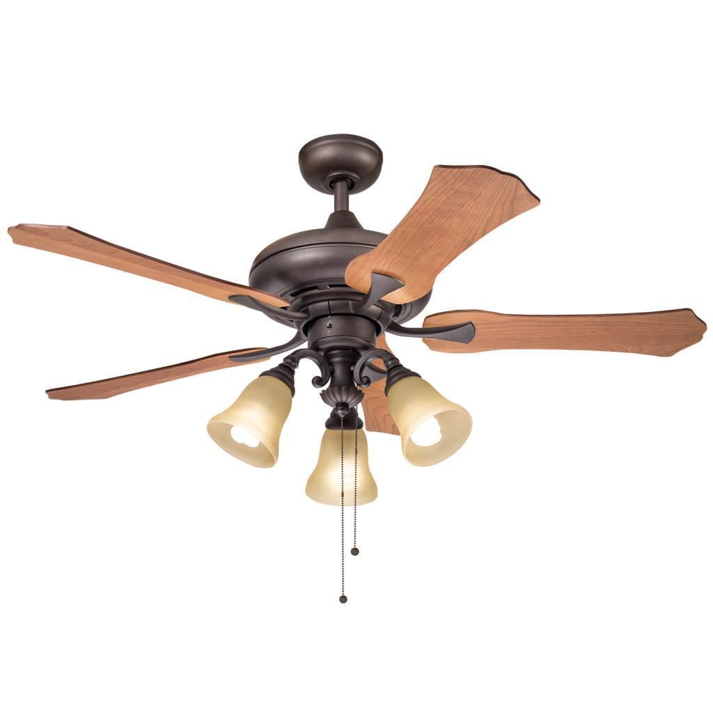 Kichler Lighting Traditional Bronze 52 Inch Ceiling Fan With 3 Light Kit And Reversable Blades