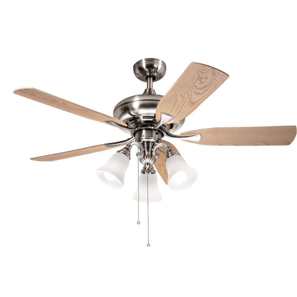 Kichler Lighting Transitional Brushed Nickel 52 inch Ceiling Fan with 3-light Kit and Reversable Blades