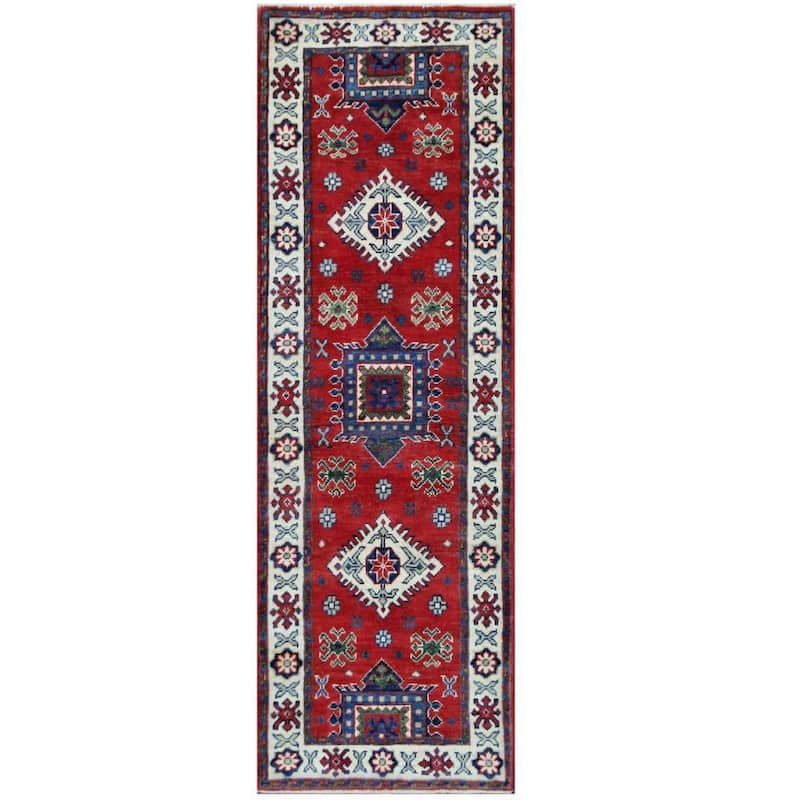 Handmade One-of-a-Kind Kazak Wool Rug (Afghanistan) - 1'11 x 6'