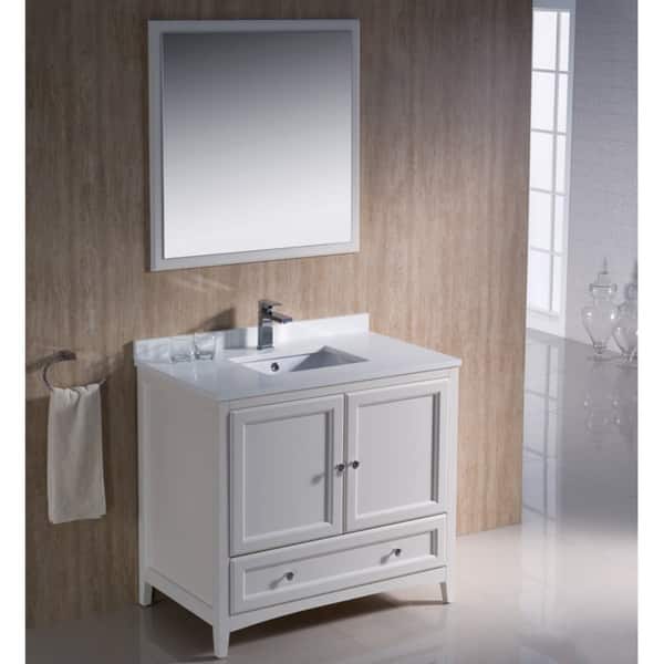 slide 2 of 7, Fresca Oxford 36-inch Antique White Traditional Bathroom Vanity