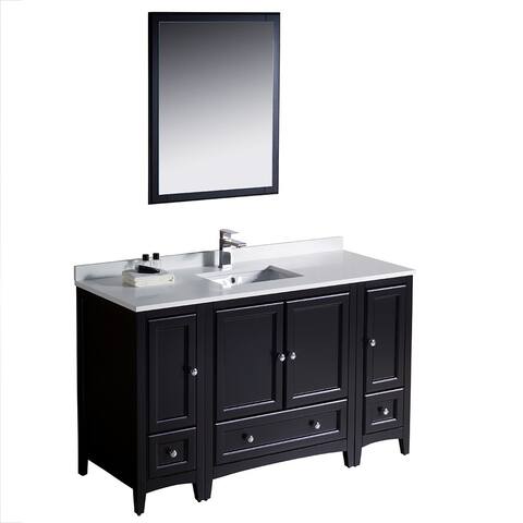 Fresca Oxford 54-inch Espresso Traditional Bathroom Vanity with 2 Side Cabinets