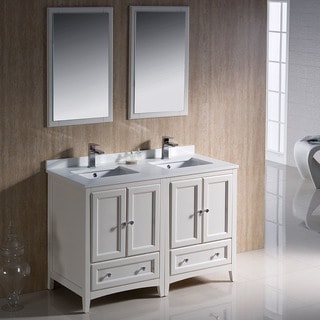 Fresca Oxford 48 Inch Antique White Traditional Double Sink Bathroom Vanity Overstock