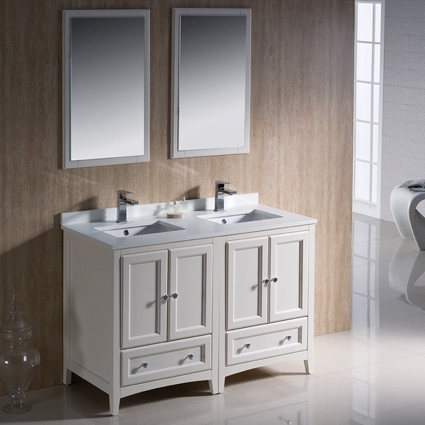 shop fresca oxford 48-inch antique white traditional double sink