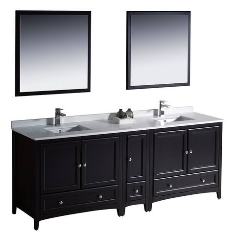 Fresca Oxford 84-inch Espresso Traditional Double Sink Bathroom Vanity with Side Cabinet