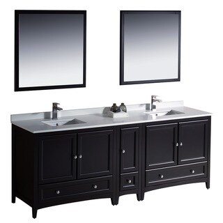 Fresca Oxford 84-inch Espresso Traditional Double Sink Bathroom Vanity with Side Cabinet