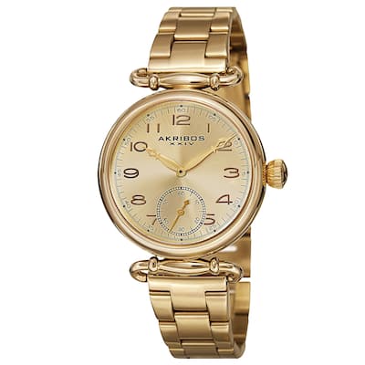 Akribos XXIV Women's Quartz Multifunction Stainless Steel Gold-Tone Bracelet Watch