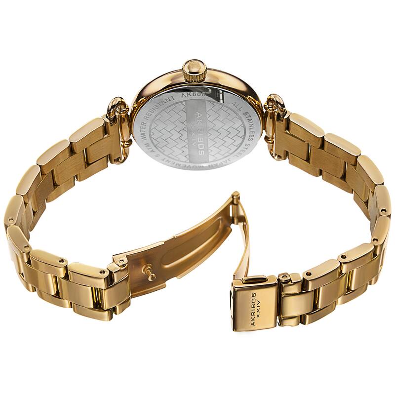 Akribos XXIV Women's Quartz Multifunction Stainless Steel Gold-Tone Bracelet Watch