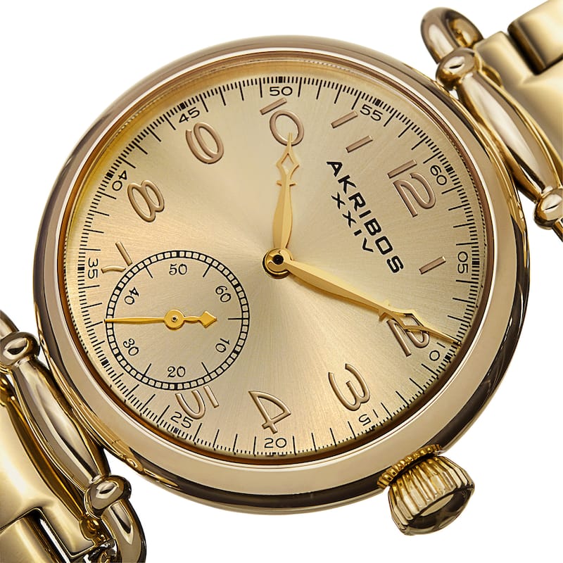 Akribos XXIV Women's Quartz Multifunction Stainless Steel Gold-Tone Bracelet Watch