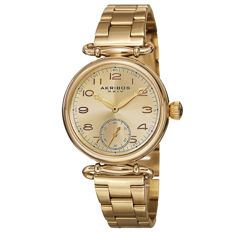 Akribos XXIV Women's Quartz Multifunction Stainless Steel Gold-Tone Bracelet Watch
