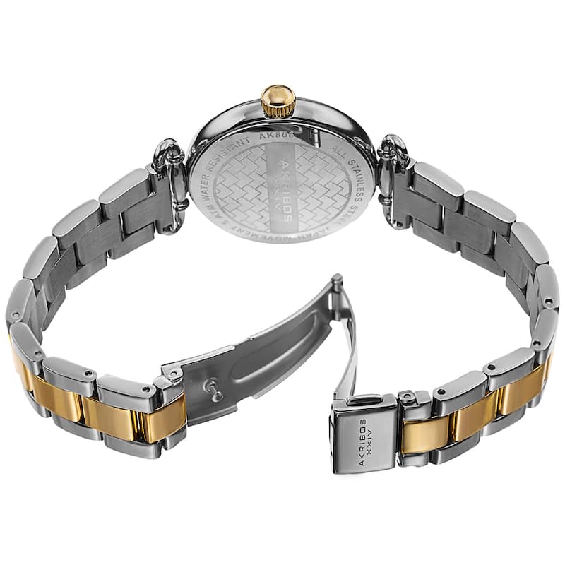 Akribos XXIV Women's Quartz Multifunction Stainless Steel Two-Tone Bracelet Watch