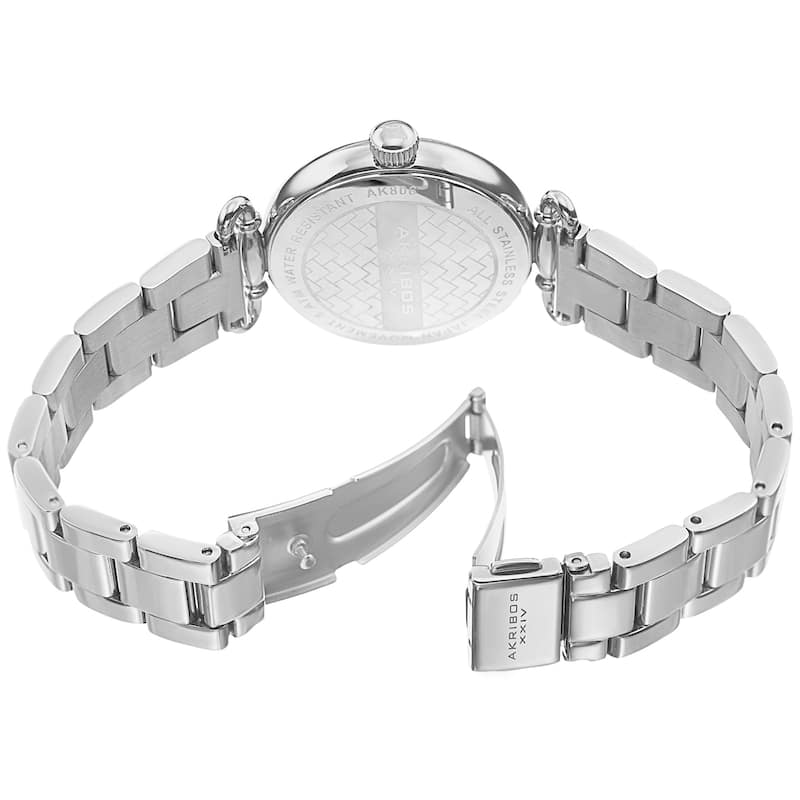 Akribos XXIV Women's Quartz Multifunction Stainless Steel Silver-Tone Bracelet Watch