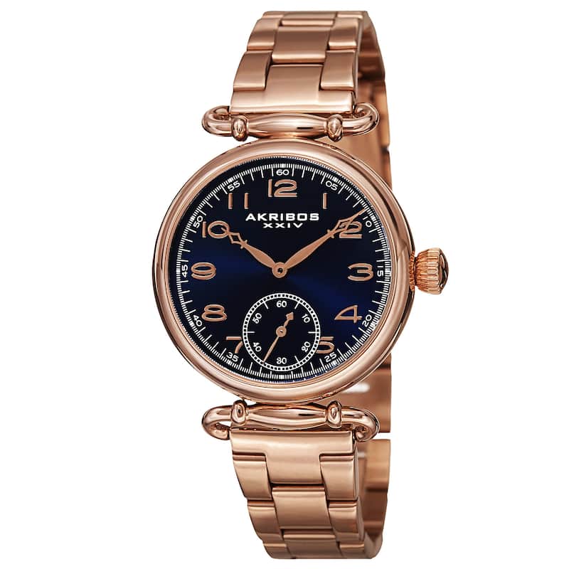 Akribos XXIV Women's Quartz Multifunction Stainless Steel Rose-Tone Bracelet Watch