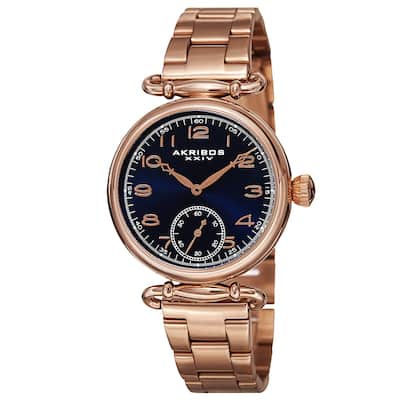 Akribos XXIV Women's Quartz Multifunction Stainless Steel Rose-Tone Bracelet Watch