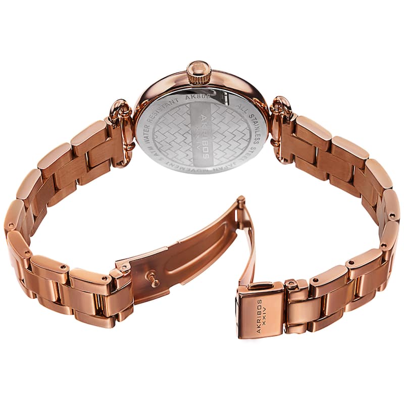 Akribos XXIV Women's Quartz Multifunction Stainless Steel Rose-Tone Bracelet Watch