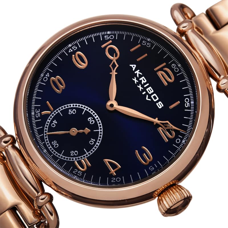 Akribos XXIV Women's Quartz Multifunction Stainless Steel Rose-Tone Bracelet Watch