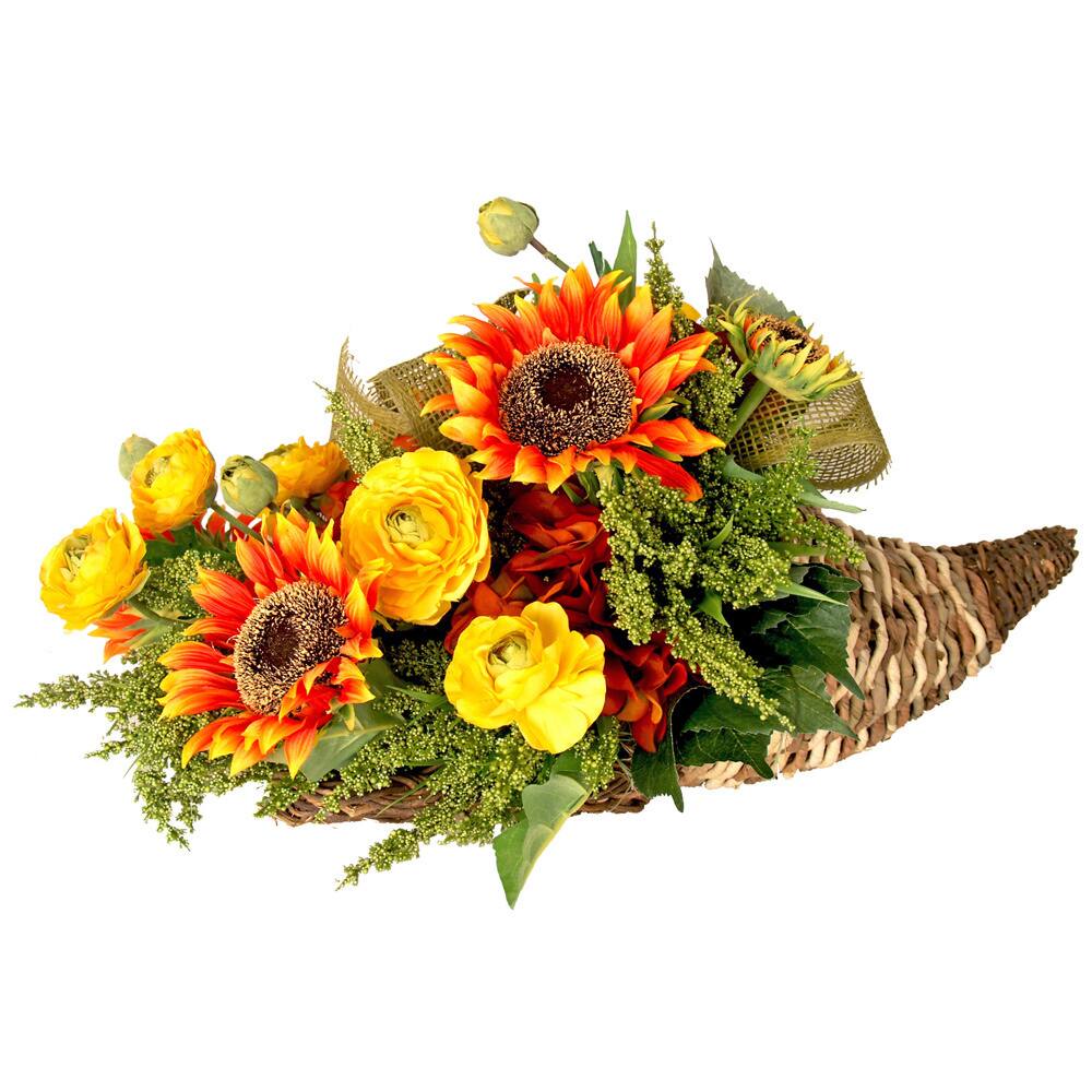 Creative Displays Sunflowers/ Yellow Ranunculus in Fall Cornucopia ...