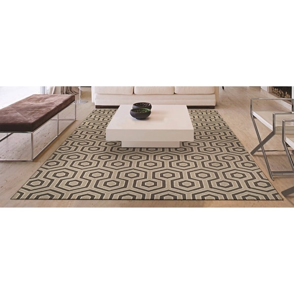 Couristan Bowery Ainslie/Ivory-Grey Wool Area Rug - 5'2" x 7'4"