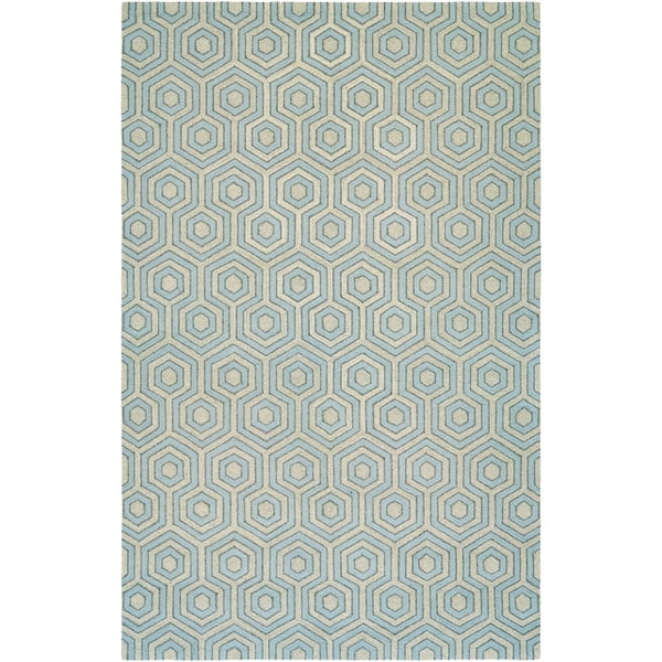 Couristan Bowery Ainslie/Grey-Sky Blue Wool Area Rug - 3'4" x 5'4"