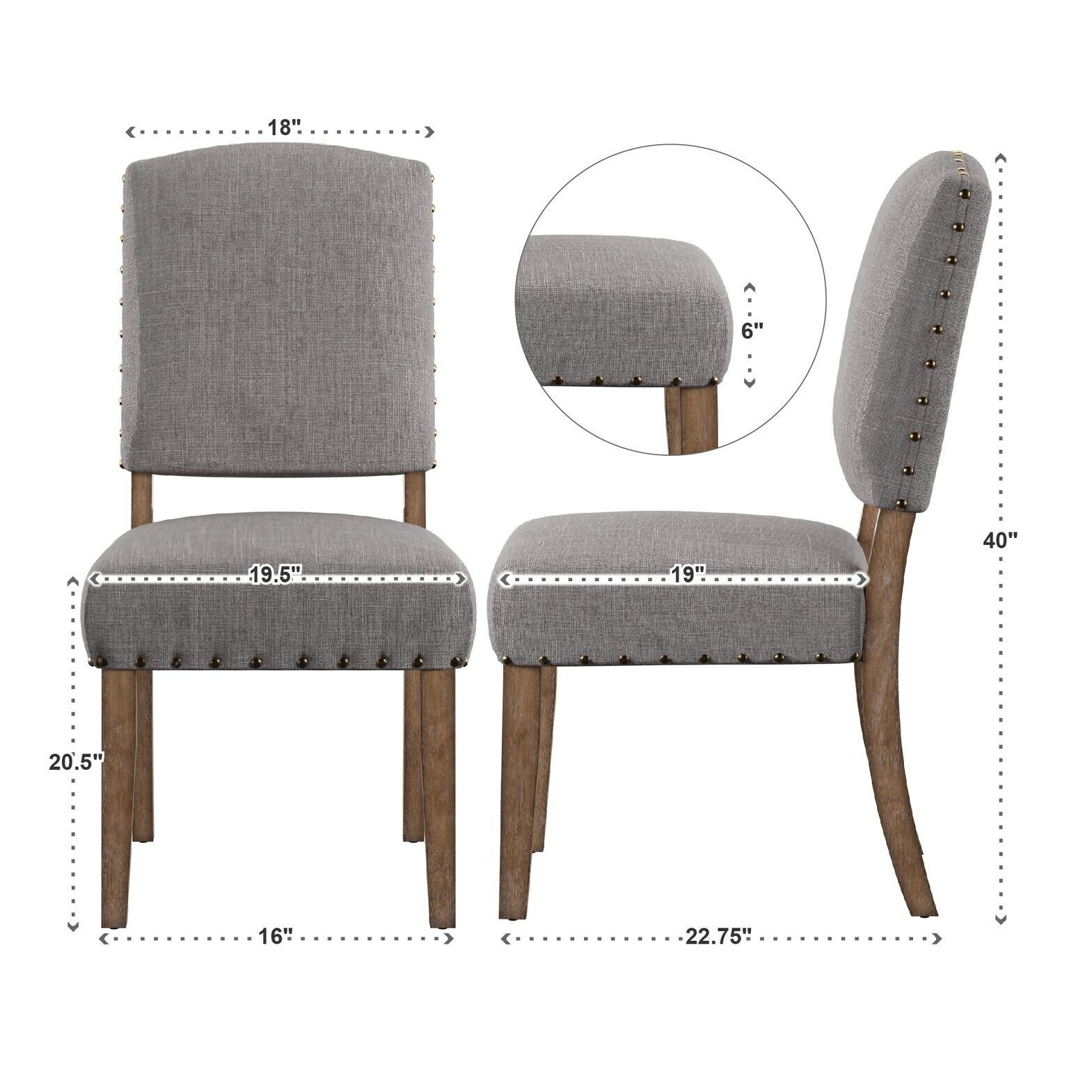 Benchwright Premium Nailhead Upholstered Dining Chairs Set Of 2 By Inspire Q Artisan