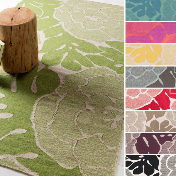 Hand-Woven Alijah Floral Wool Area Rug - 8' x 11'