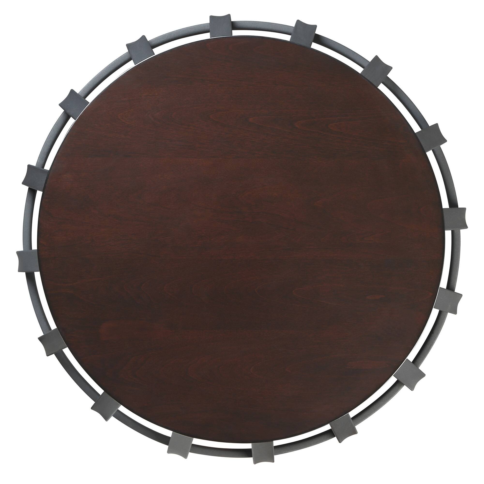 Devon Metal Frame Round Cage Slate Accent Coffee Table by iNSPIRE Q