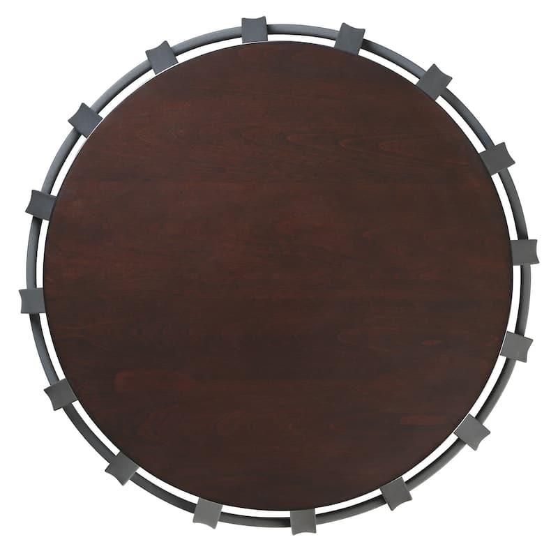 Devon Metal Frame Round Cage Slate Accent Coffee Table by iNSPIRE Q Classic