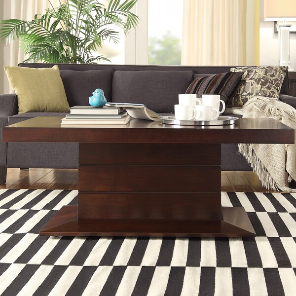 Calvin Dark Mahogany Pedestal Coffee Table Free Shipping Today