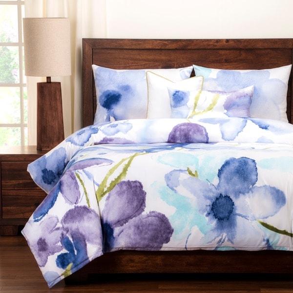Silver Orchid Powell Painted Petals Luxury 6-piece Duvet Set