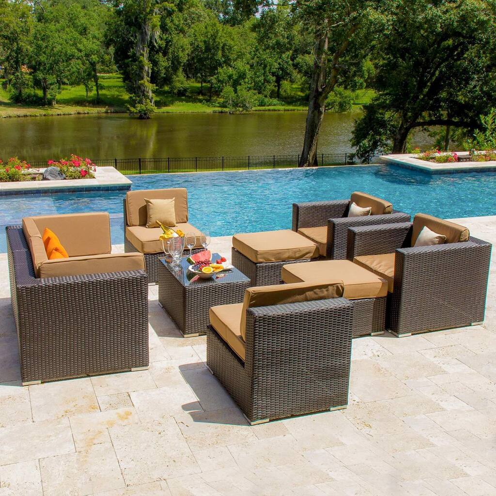 Avery Island 9-piece Resin Wicker Patio Conversation Set