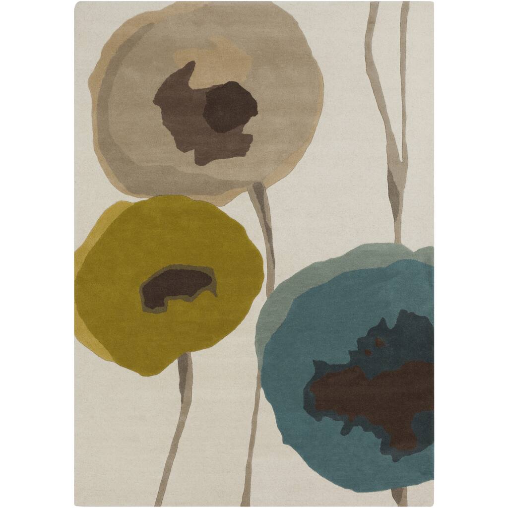 Hand-Tufted Floral Wool Area Rug - 8' x 11'