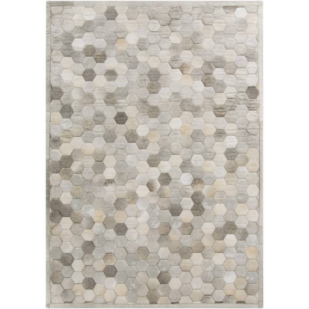 Hand-Crafted Cesar Geometric Hair On Hide Area Rug - 5' x 8'