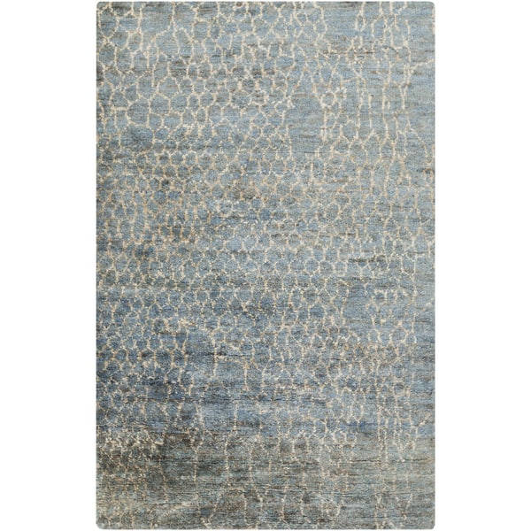 slide 2 of 15, Hand-Knotted Frances Abstract Jute Area Rug 8' x 11' - Teal