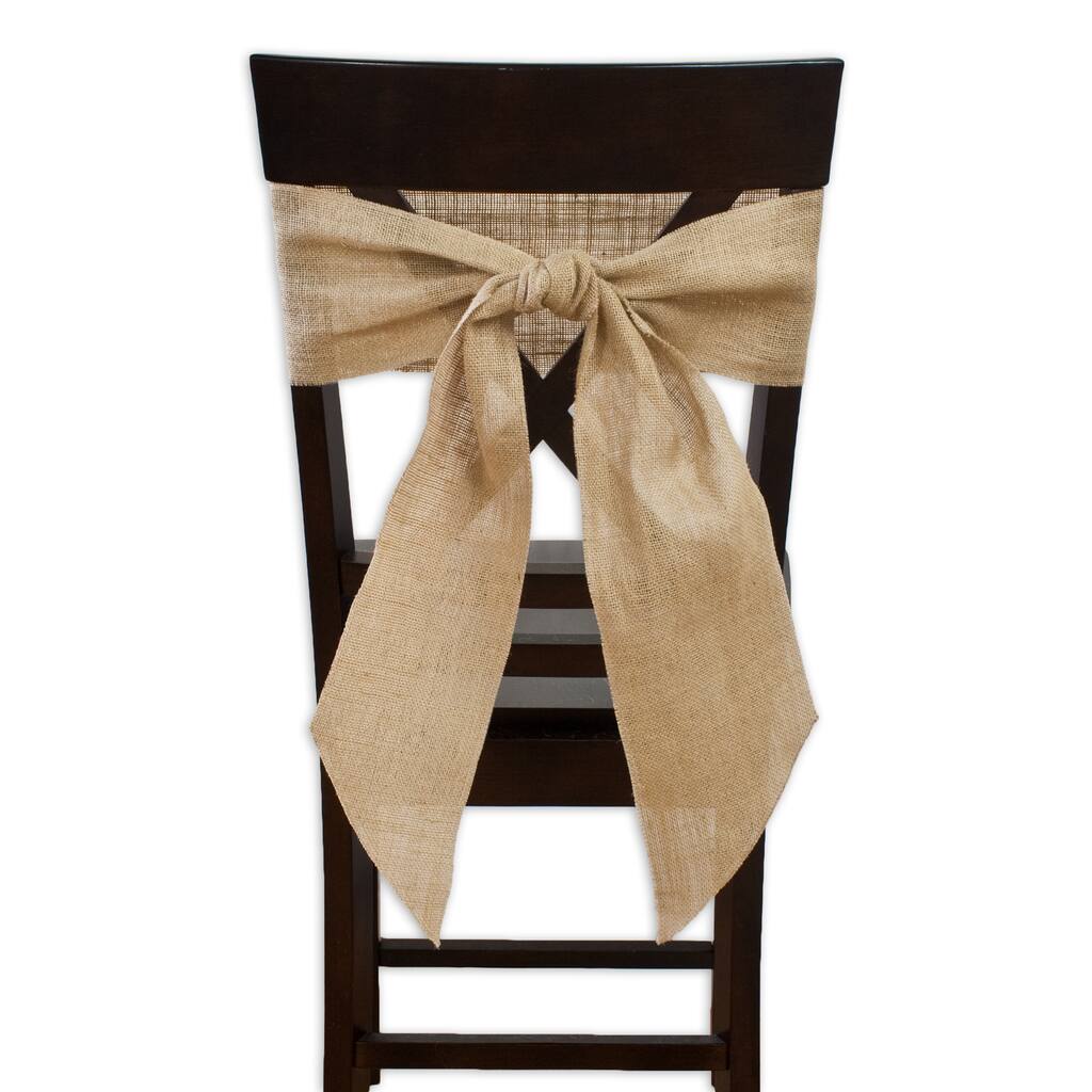 Burlap Natural Tapered End Chair Tie (Set of 2)