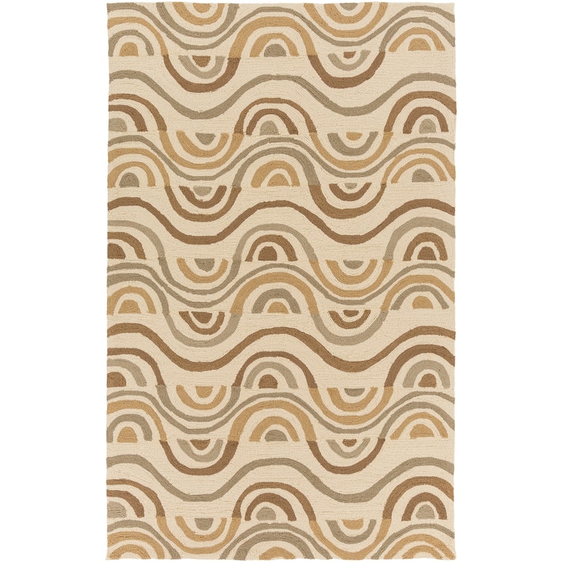 Hand-hooked Lina Geometric Area Rug - 8' x 10'6" - Beige