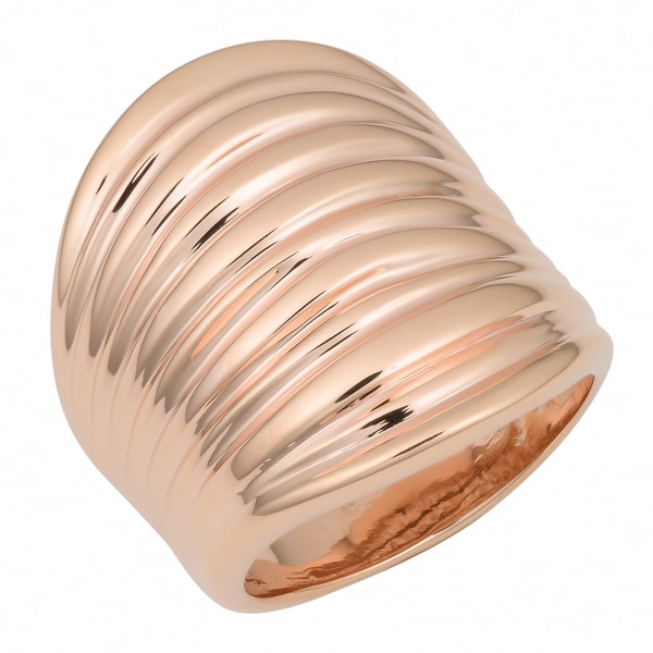 Oro Rosa 18k Rose Gold over Bronze Italian Rippled Ring  