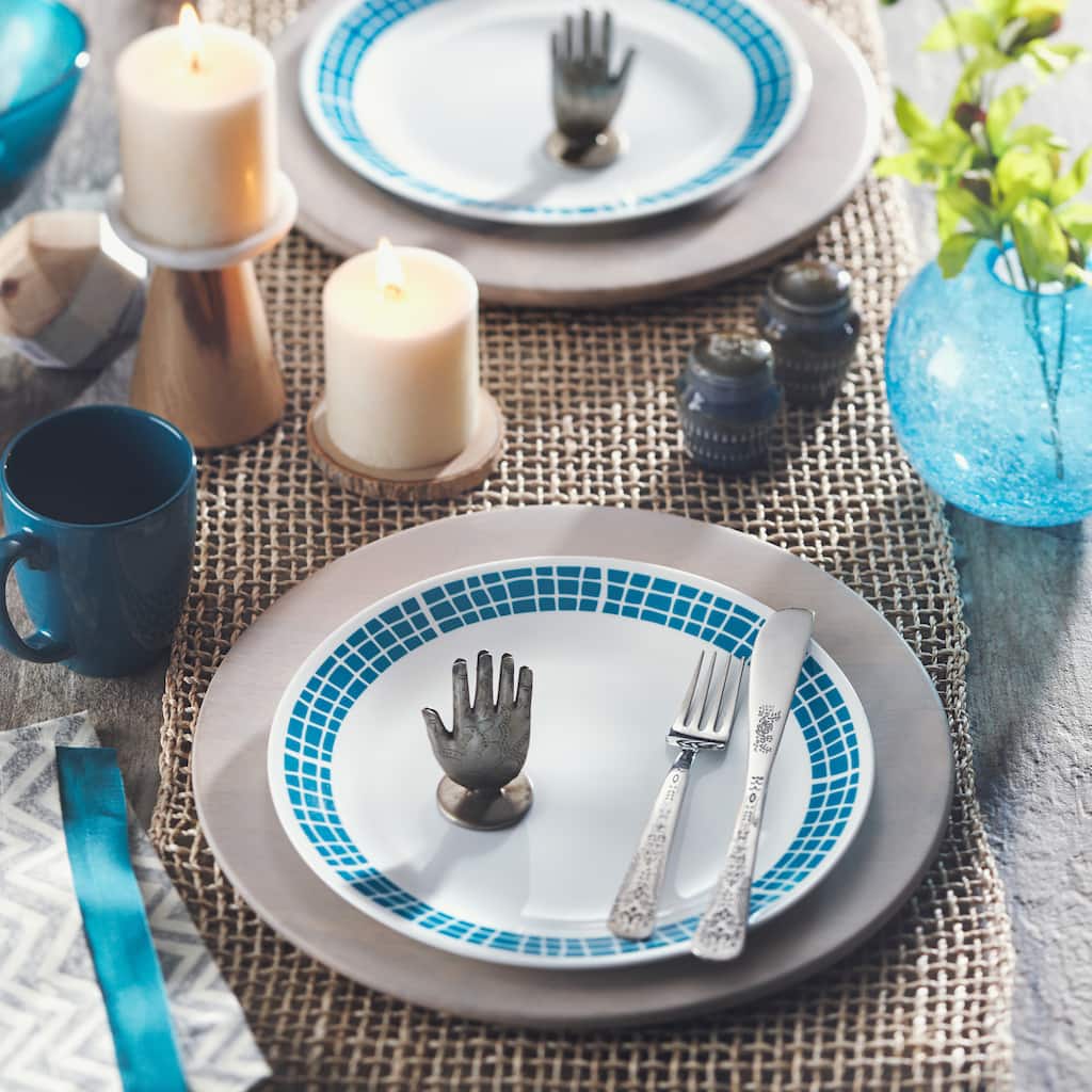 Corelle Livingware Aqua Tiles 16-piece Dinnerware Set