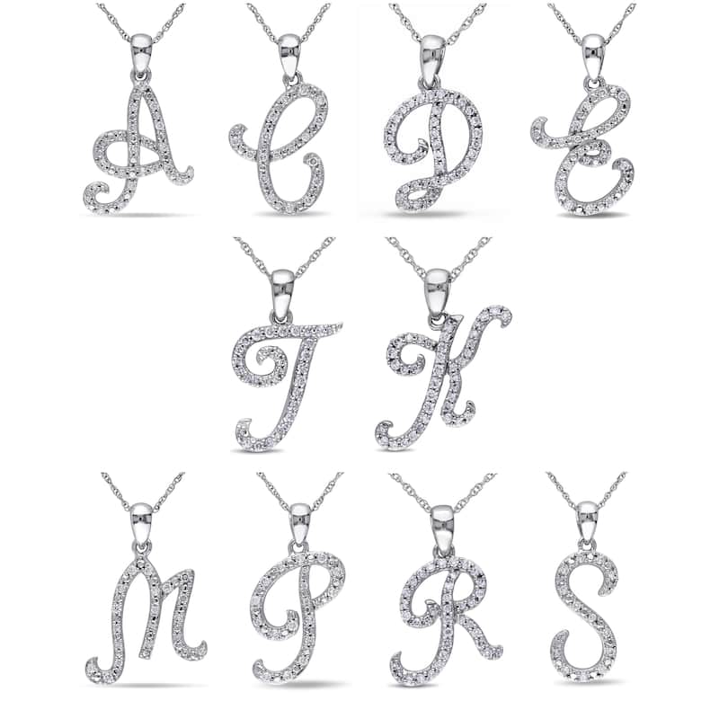 Miadora 10k White Gold 1/6ct TDW Diamond Initial Necklace - 17"L