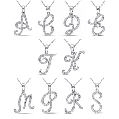 Miadora 10k White Gold 1/6ct TDW Diamond Initial Necklace - 17"L