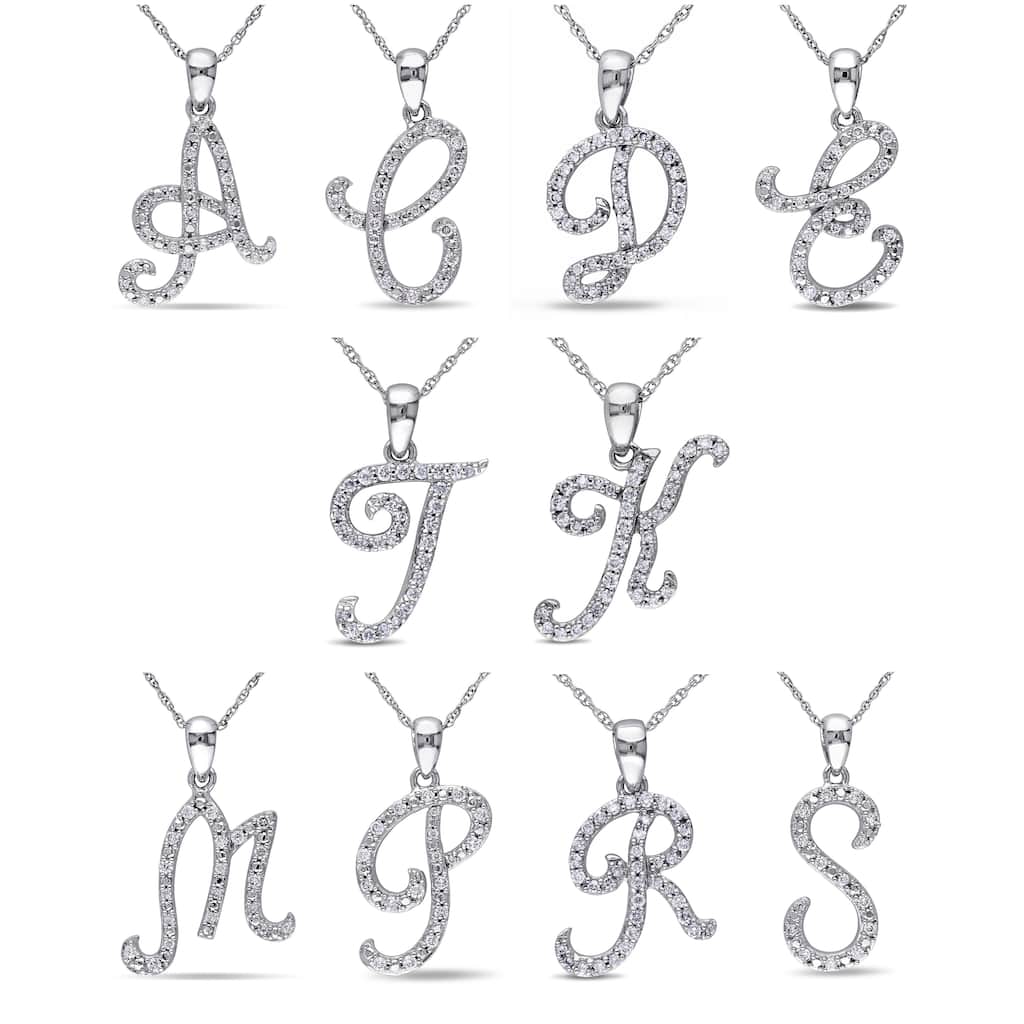 Miadora 10k White Gold 1/6ct TDW Diamond Initial Necklace - 17"L