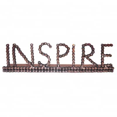 Handmade 'Inspire' Bike Chain Desk Art (India)