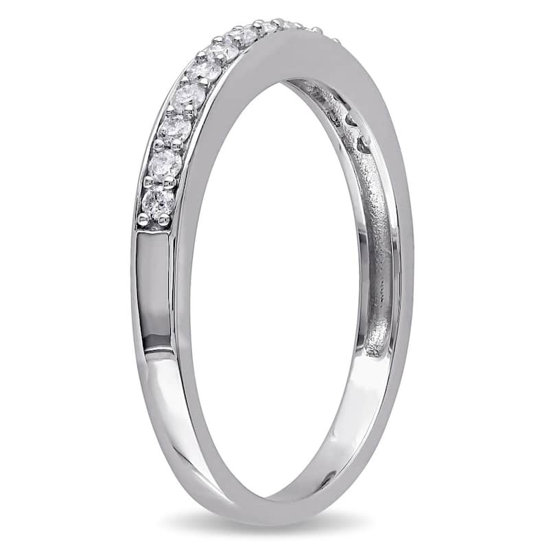 Miadora 10k White Gold 1/4ct TDW Diamond Anniversary Stackable Wedding Band Ring