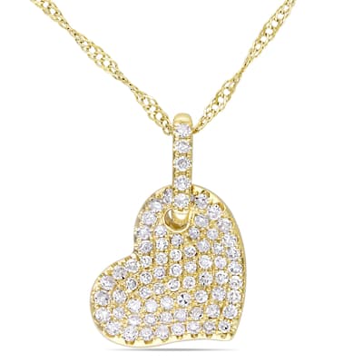 Miadora 14k Gold 1/4ct TDW Diamond Heart Necklace