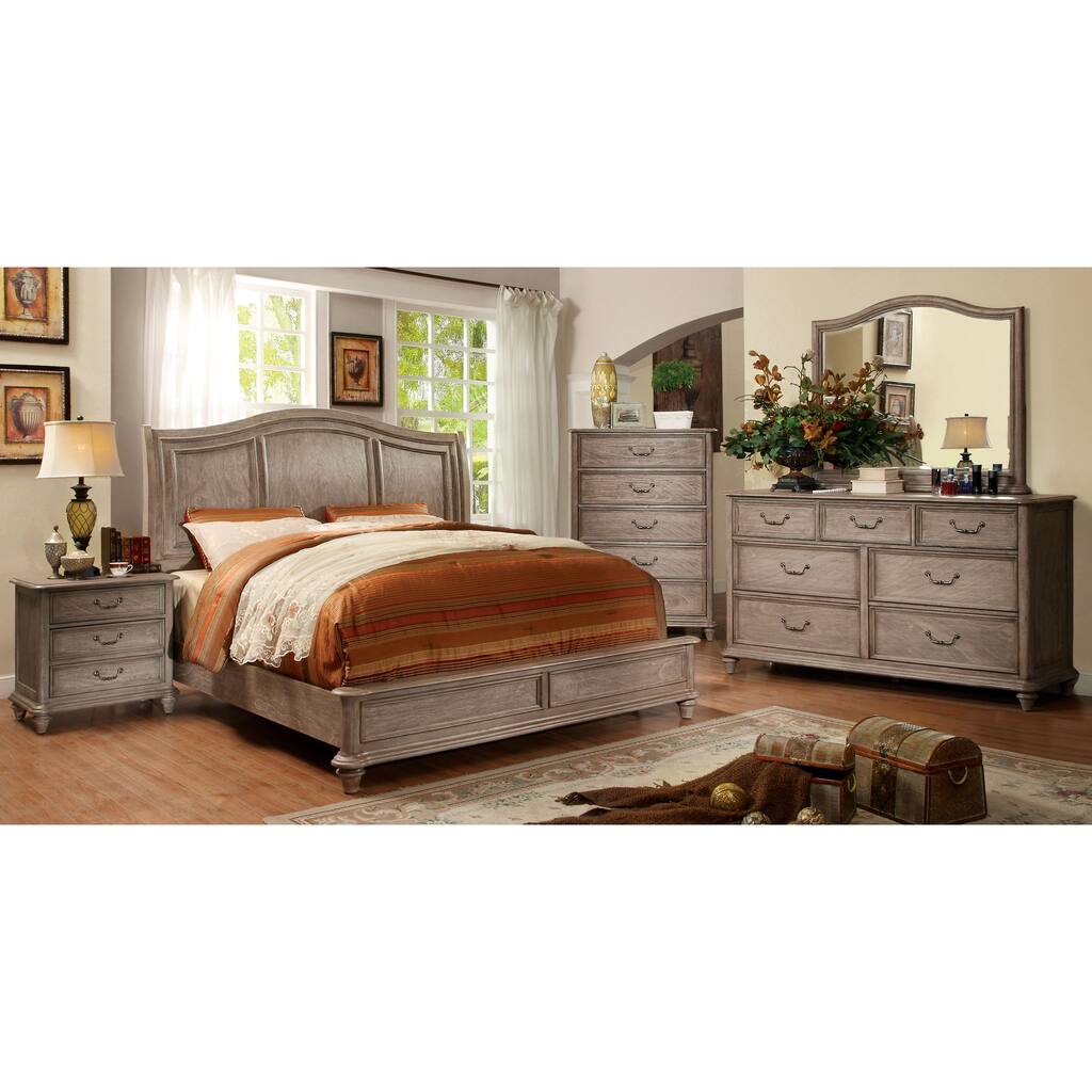 Furniture of America Tury Brown Solid Wood 4-piece Bedroom Set