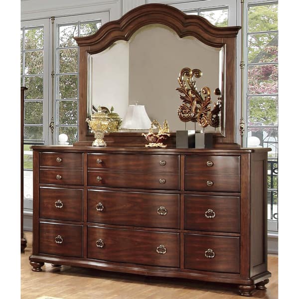 Shop Furniture Of America Fole Cherry 2 Piece Dresser And Mirror