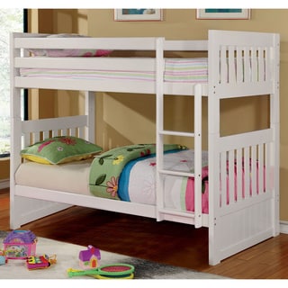 White Wood Twin/ Double Bunk Bed - 13084329 - Overstock.com Shopping ...