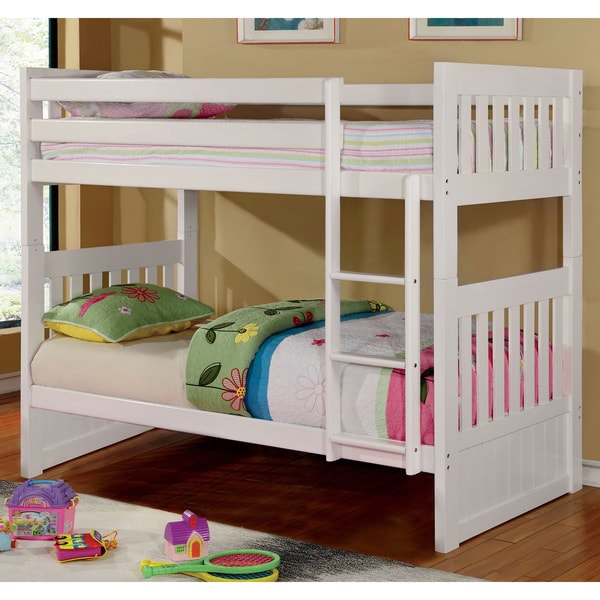 Shop Raline Mission Twin over Twin White Bunk Bed by FOA - On Sale ...