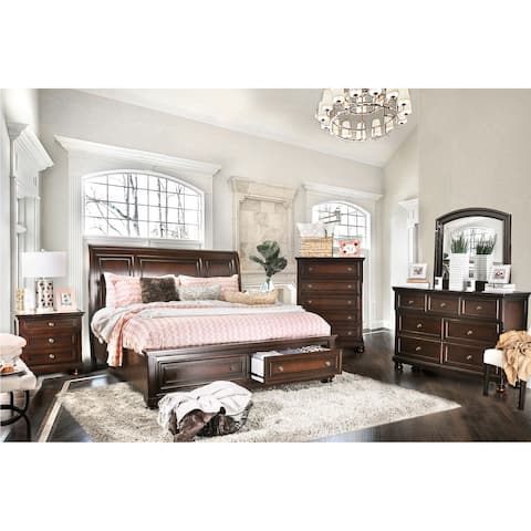 Furniture of America Barelle I Cherry Storage 4-piece Bedroom Set