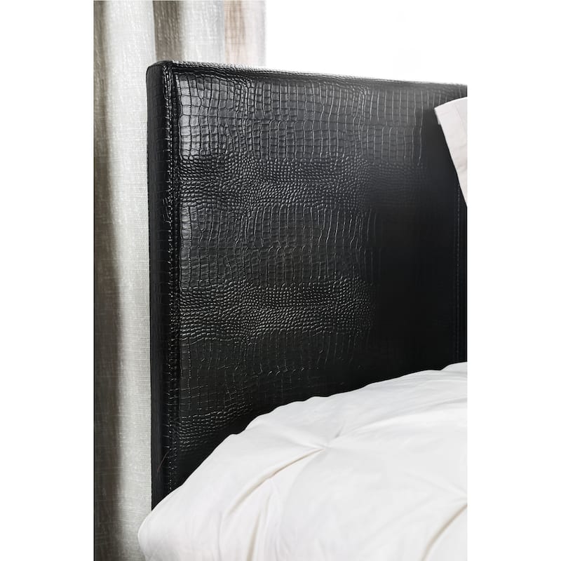 Furniture of America Gols Modern Black Faux Leather Padded Platform Bed