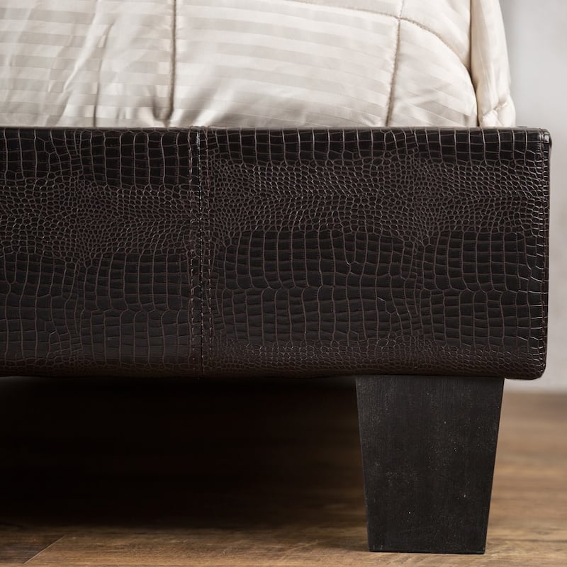 Gols Contemporary Brown Faux Leather Upholstered Platform Bed by Furniture of America